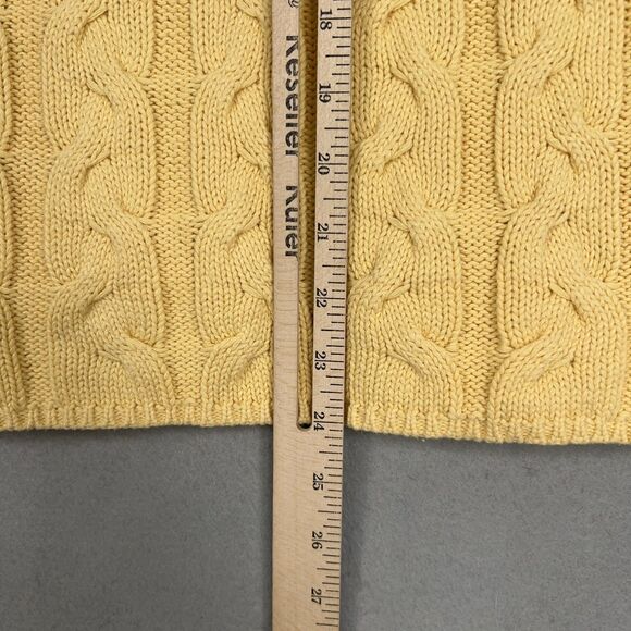 Vintage Eddie Bauer Sweater Womens Small Yellow Cable Knit Pullover Minimal Prep - Picture 11 of 12